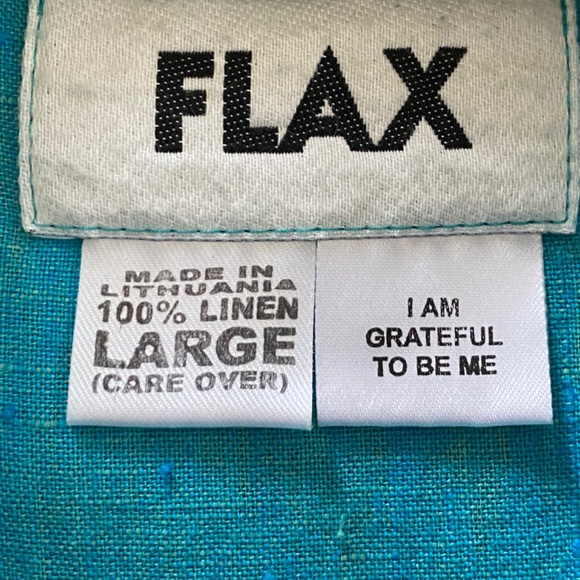 FLAX Cozy Cardigan top in Aquatic 100% linen sz L - Picture 3 of 5